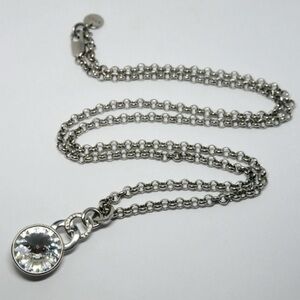 DYRBERG KERN ETTE Round Silvertone Crystal Pendant Necklace